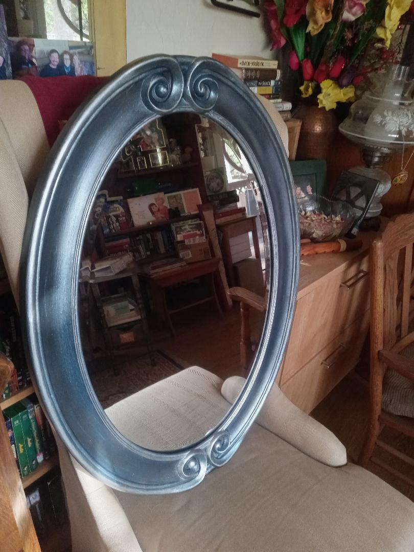Mirror vintage look blue and silver after photo